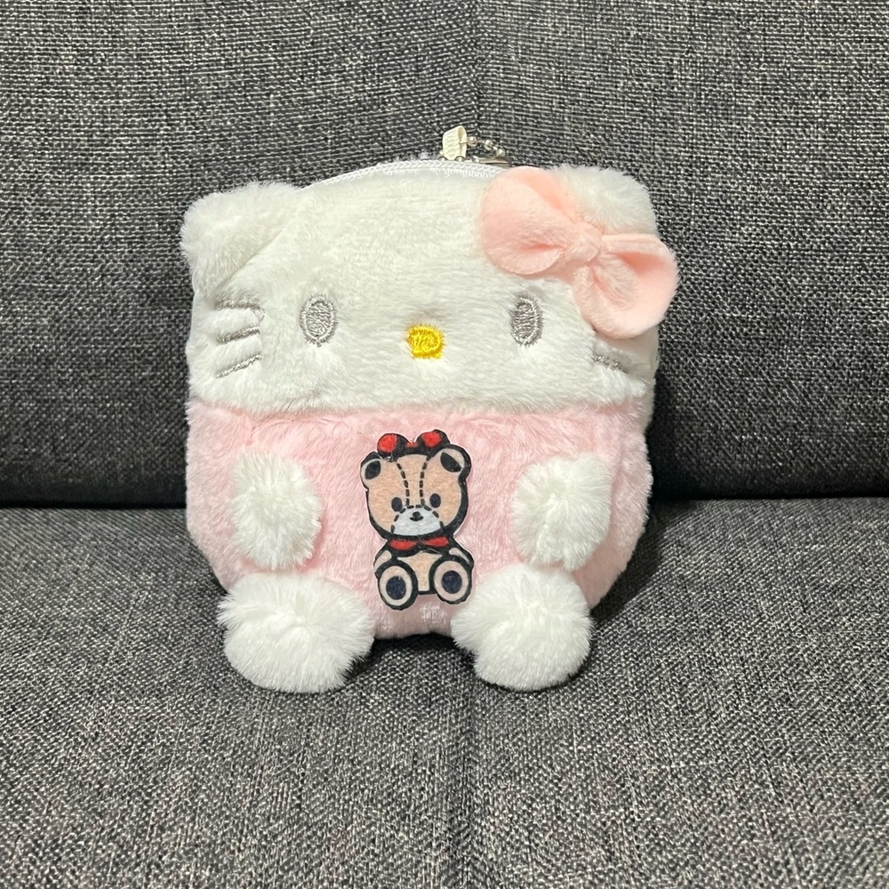 Hello Kitty Fluffy Coin Bag Kawaii Mini With Chain and Zipper Sanrio